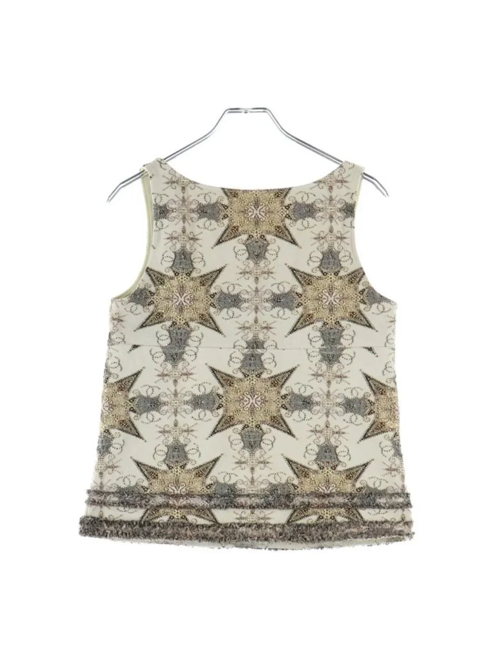 Chanel CC Logo Star Pattern Embroidery Polyester Nylon Sleeveless Top 8 Beige